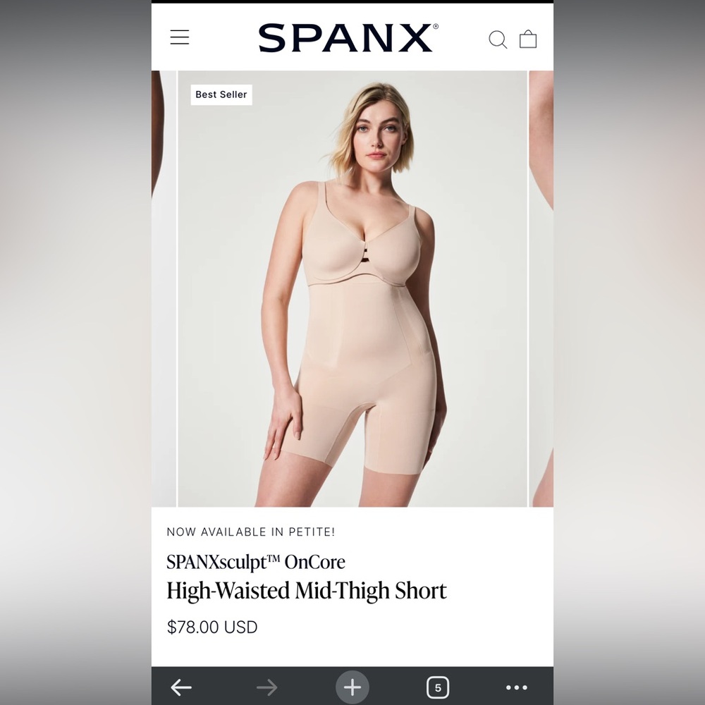 Spanx High-waisted mid-thigh Shorts in Soft Nude